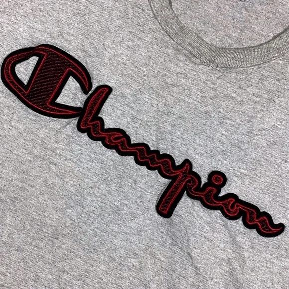 Champion  Heritage T-Shirt Mens XL Grey Script Logo Short Sleeve Cotton Blend - Picture 7 of 16